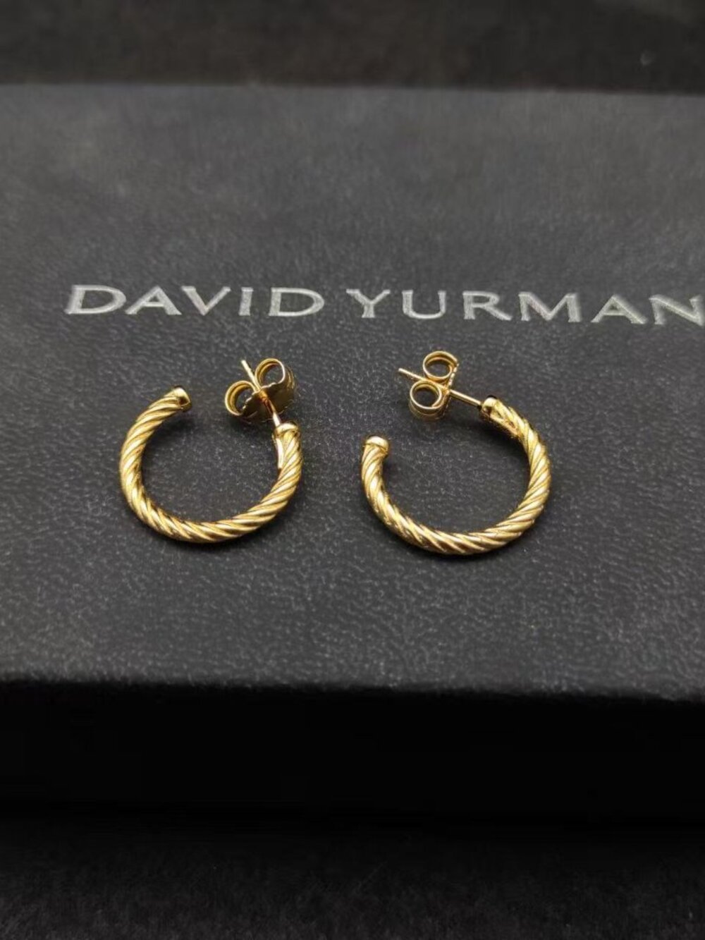 David Yurman Gold‑Tone Twisted Cable Small Open Hoop Earrings